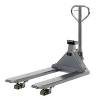 Thumbnail for Stainless Steel Low Profile Pallet Truck with Scale 61-43/64 In. x 27 In. x 48-5/8 In. 5000 Lb. Capacity Silver