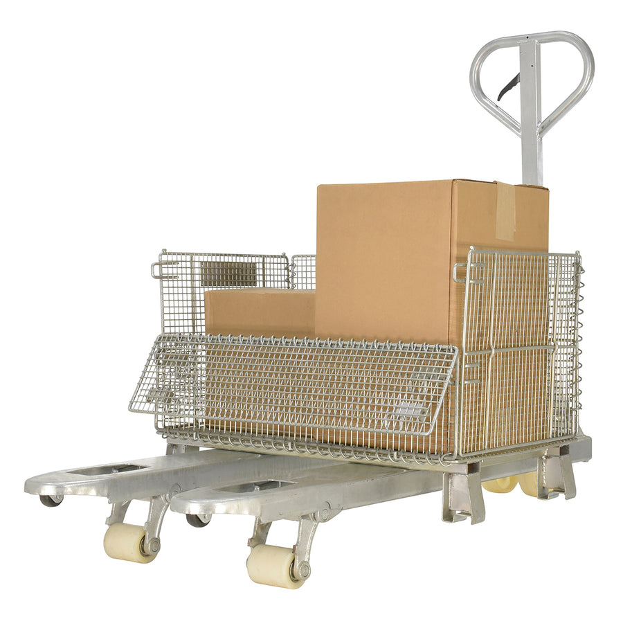 Galvanized Steel Pallet Truck 64 In. x 20-1/2 In. x 48-1/2 In. 5500 Lb. Capacity Gray
