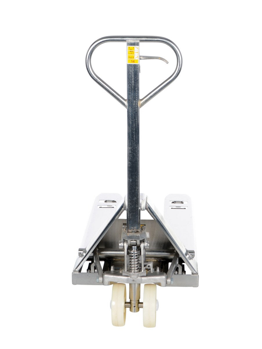 Stainless Steel Pallet Truck 59 In. x 21-1/2 In. x 48 In. 5500 Lb. Capacity Silver