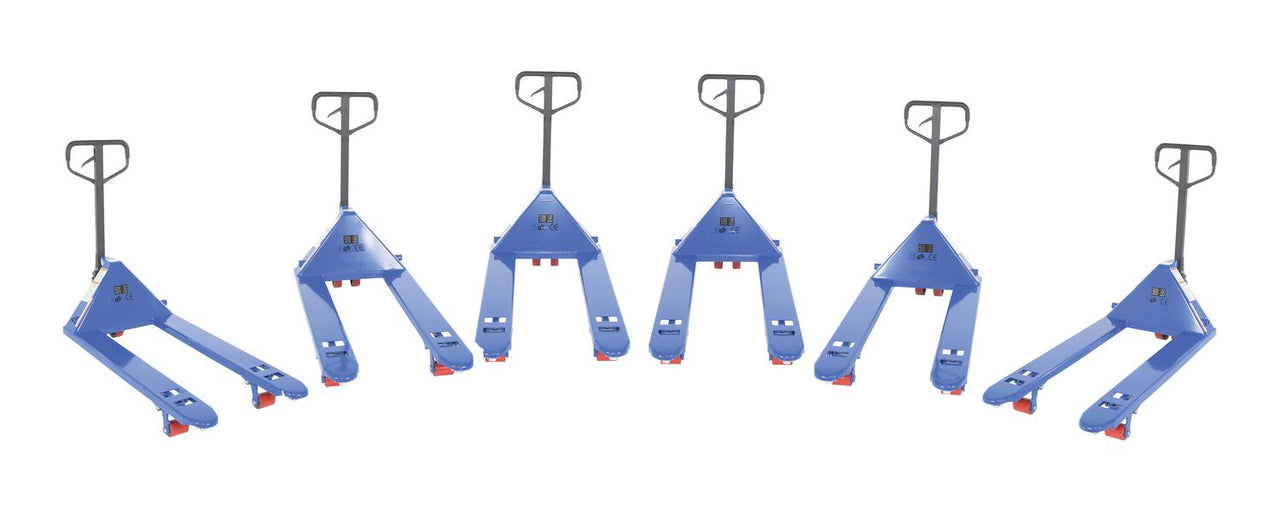 Steel Full Featured Pallet Trucks 6 Pack 27 In. x 48 In. 5,000 Lb. Capacity Blue