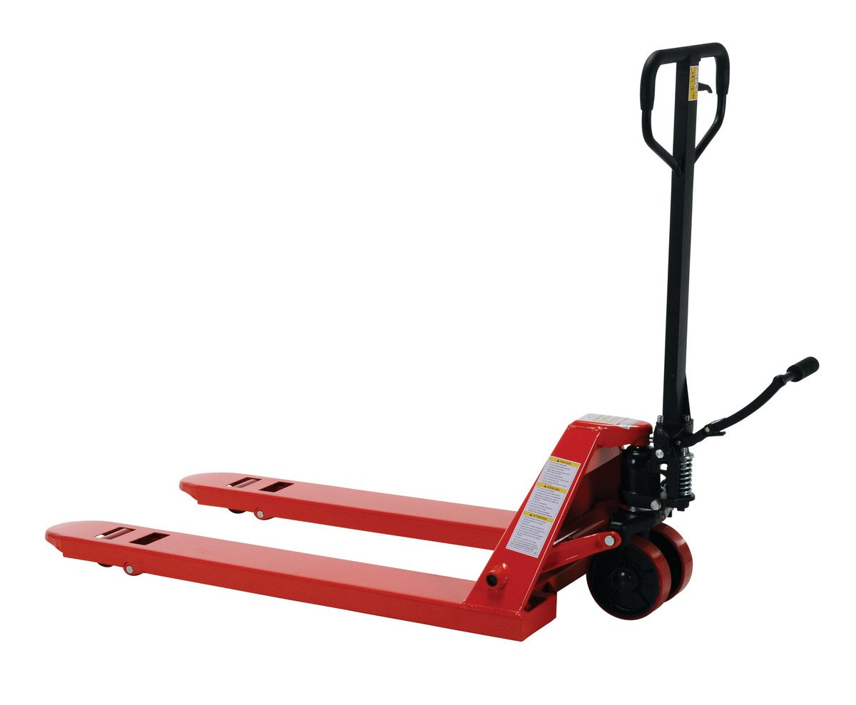 Wheel Nose Pallet Truck with Foot Pedal 27 In. x 48 In. 5500 Lb. Capacity Red