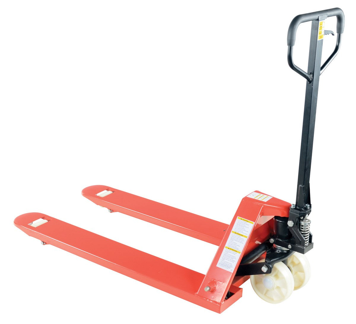 Steel Economic Pallet Truck with Nylon Wheel 61 In. x 27 In. x 48 In. 5500 Lb. Capacity Red