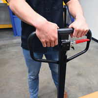 Thumbnail for Vestil Steel Ergonomic Power Assist Pallet Truck 27 In. x 48 In. 5000 Lb. Capacity Blue