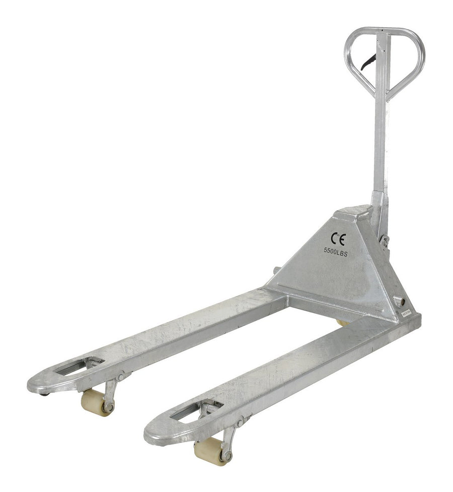 Galvanized Steel Pallet Truck 62 In. x 27 In. x 48 In. 5500 Lb. Capacity Gray