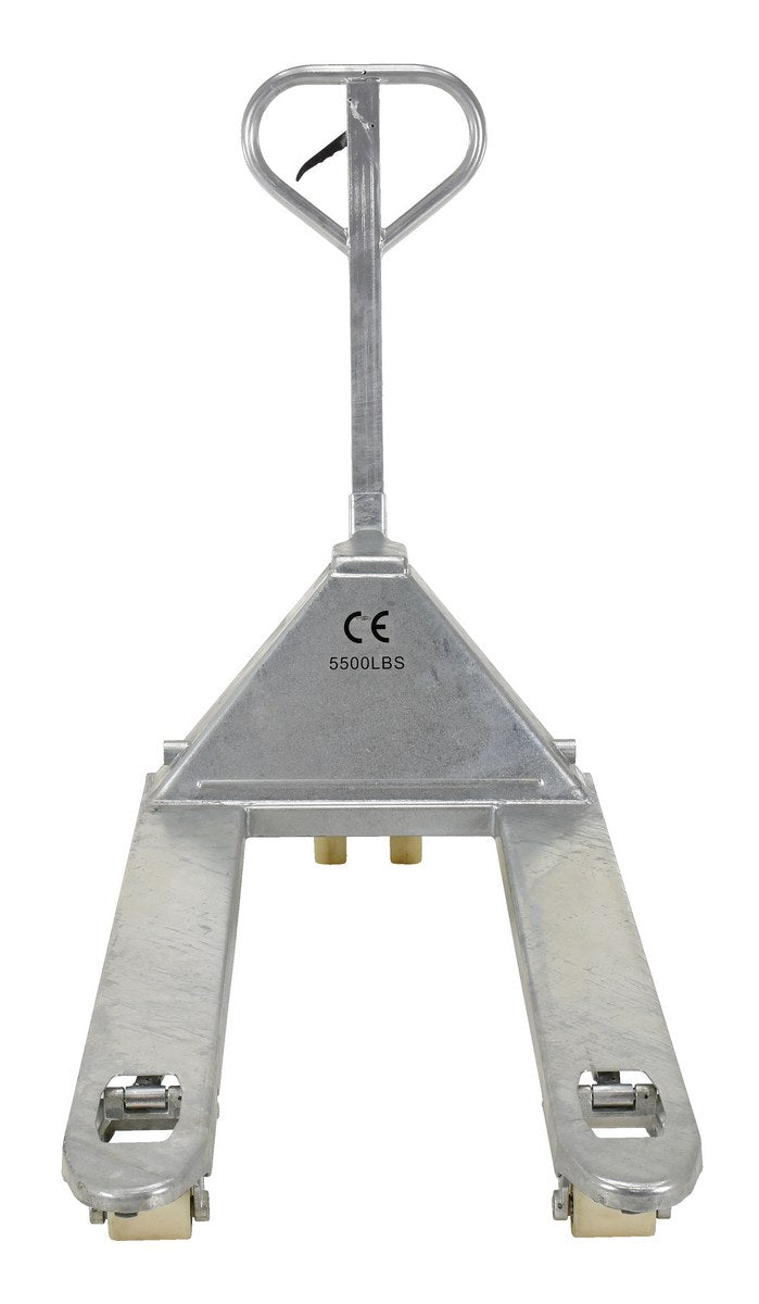 Galvanized Steel Pallet Truck 62 In. x 27 In. x 48 In. 5500 Lb. Capacity Gray