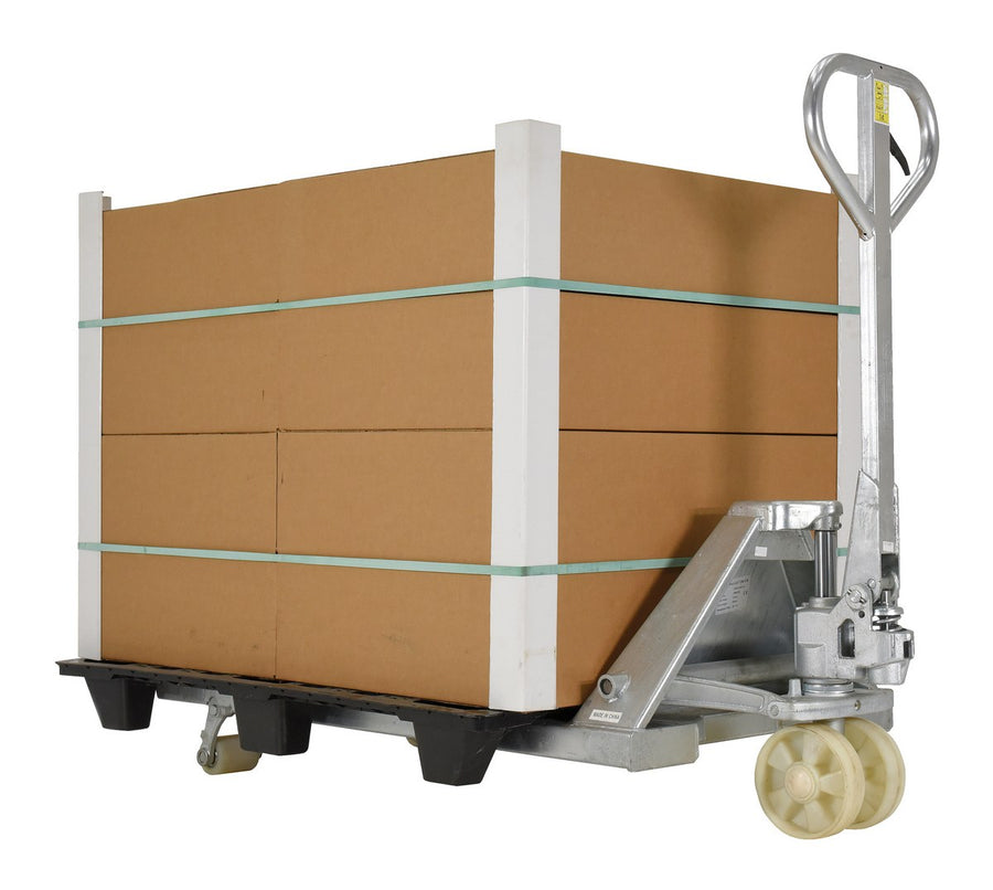 Galvanized Steel Pallet Truck 62 In. x 27 In. x 48 In. 5500 Lb. Capacity Gray