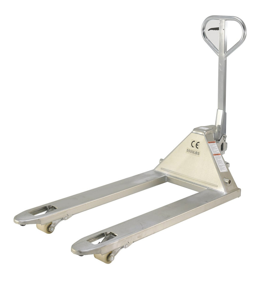 Steel Zinc Coated Pallet Truck 61 In. x 27 In. x 48 In. 5500 Lb. Capacity Silver