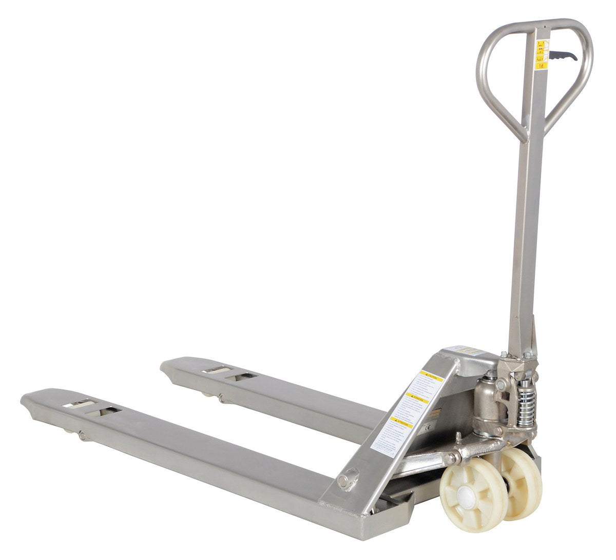 304 Stainless Steel Frame Pallet Truck 61 In. x 27 In. x 48 In. 5500 Lb. Capacity Silver