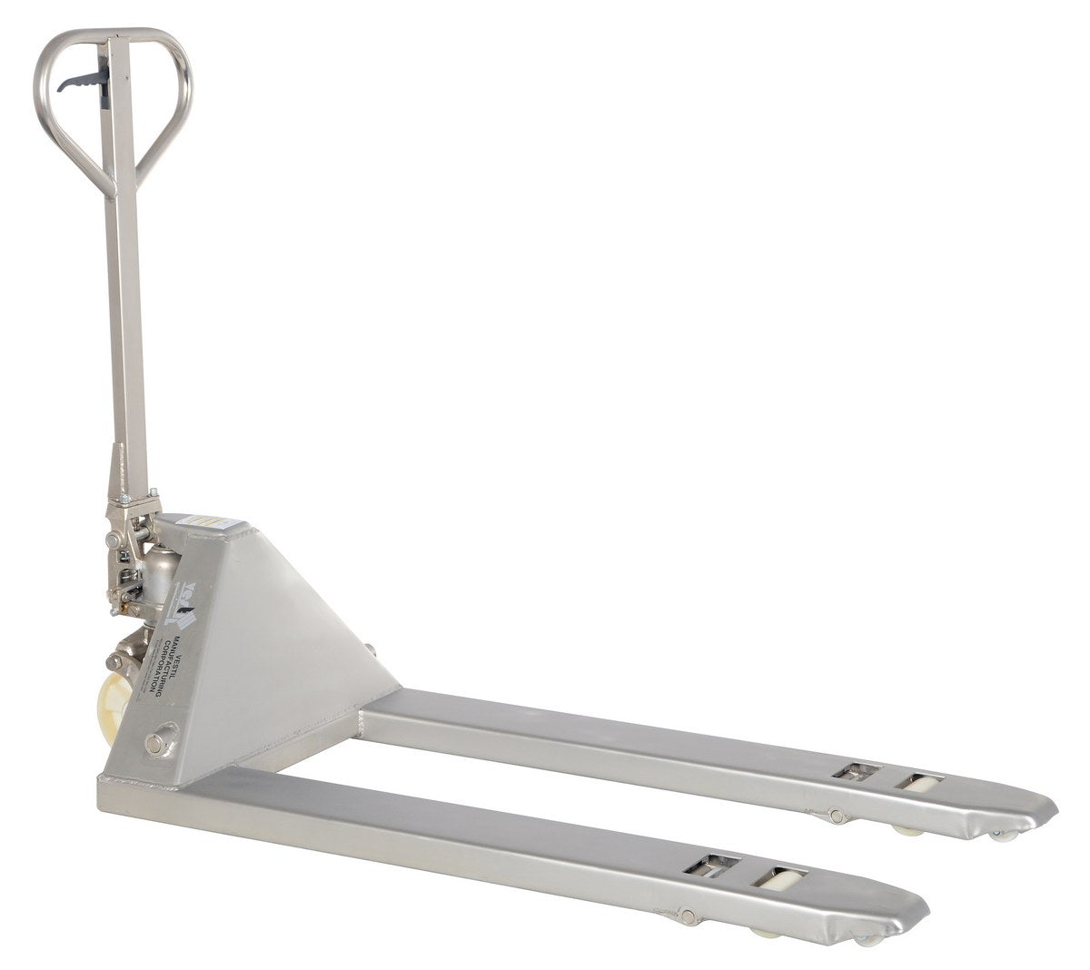 304 Stainless Steel Frame Pallet Truck 61 In. x 27 In. x 48 In. 5500 Lb. Capacity Silver