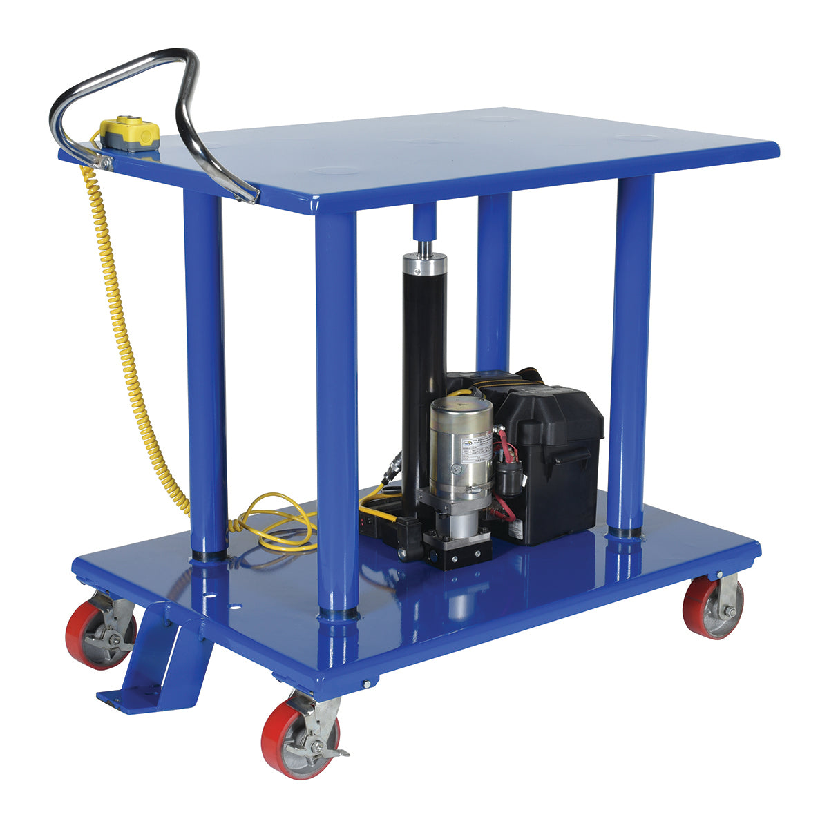 Steel Linear Actuated Low Profile Post Lift Table 42 In. x 24 In. x 34 In. 1000 Lb. Capacity Blue