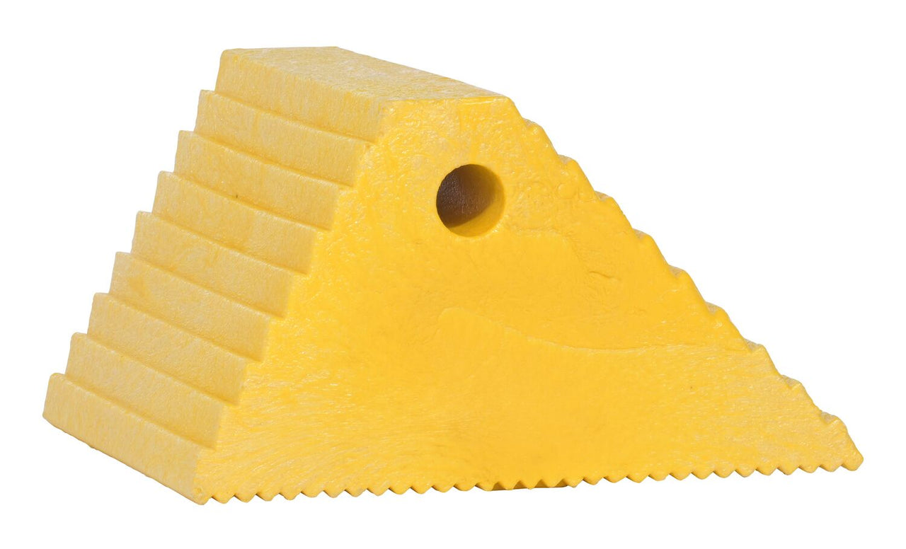 PLASTIC DUAL SLOPE WHEEL CHOCK YELLOW