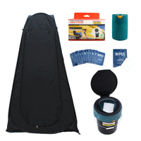 Thumbnail for PWI Privacy Tent Bucket Commode Shelter Kit (PWI 5 Gallon Bucket Commode, PWI Flip Top Toilet Seat Lid, PWI Privacy Tent, 12 PWI Individually Wrapped Wipes, 1 Box of 12 PWI Extra Strength Toilet/Bucket Commode 100% Recycled Bags)