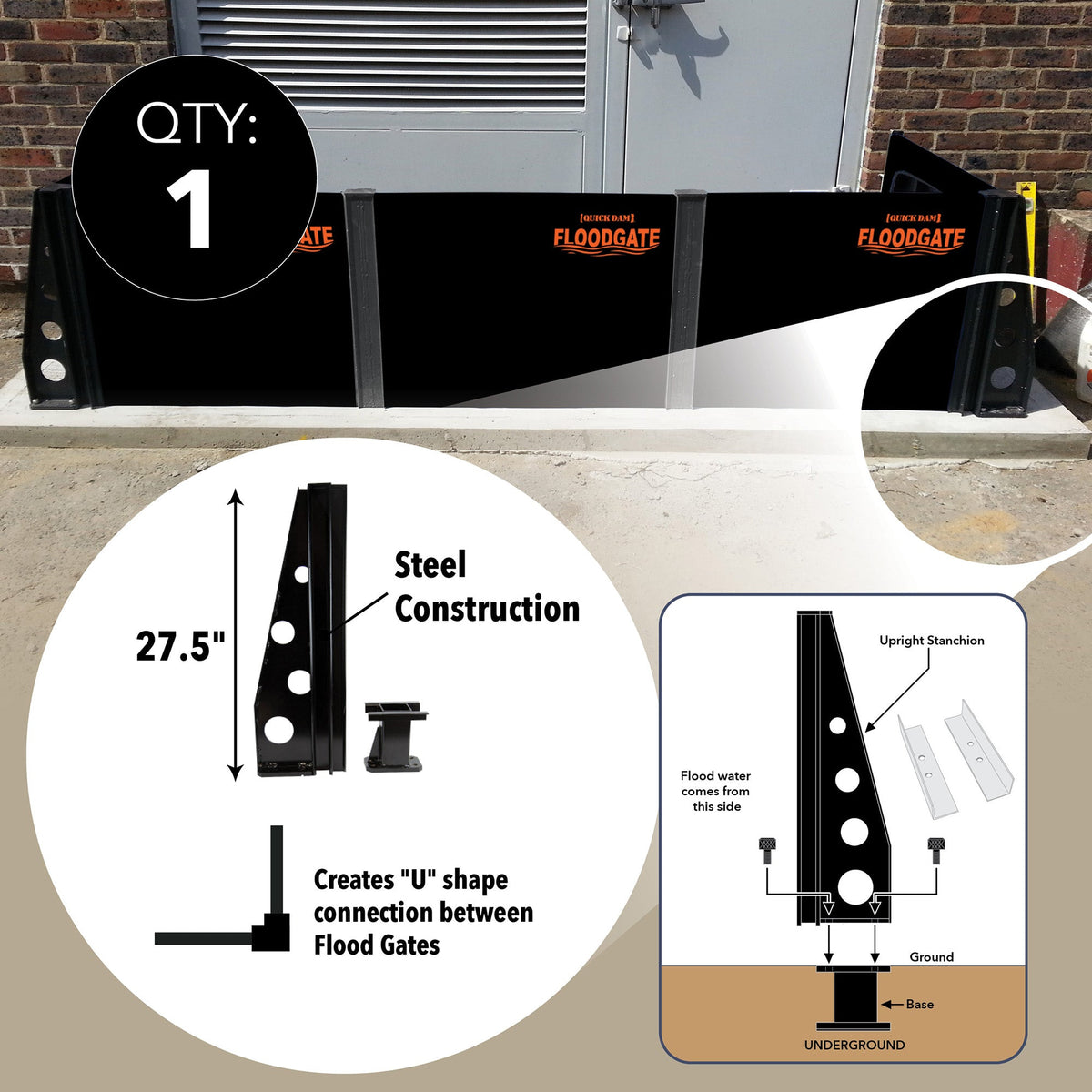 Quick Dam Stanchion 3 Way Corner Kit