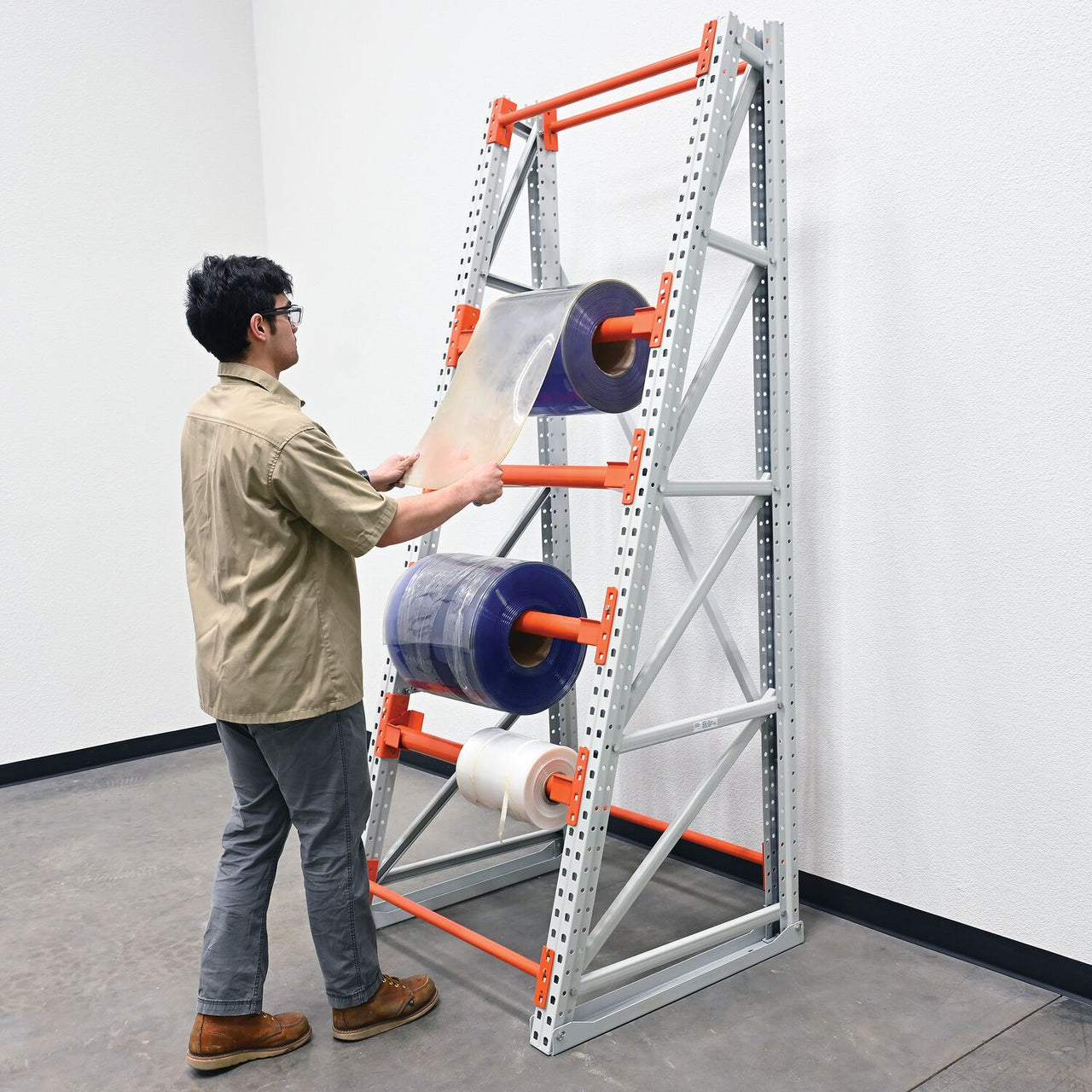 Vestil Industrial 6000 Lb Capacity Steel Reel Rack - 36 x 39 x 96 Inches - Adjustable Axle Brackets - RERC-348