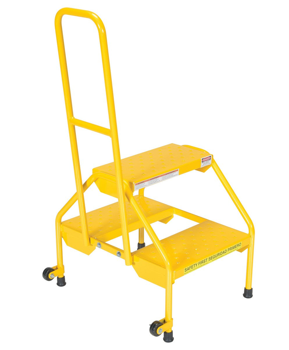 Rolling Two Step Ladder - Perf Steel