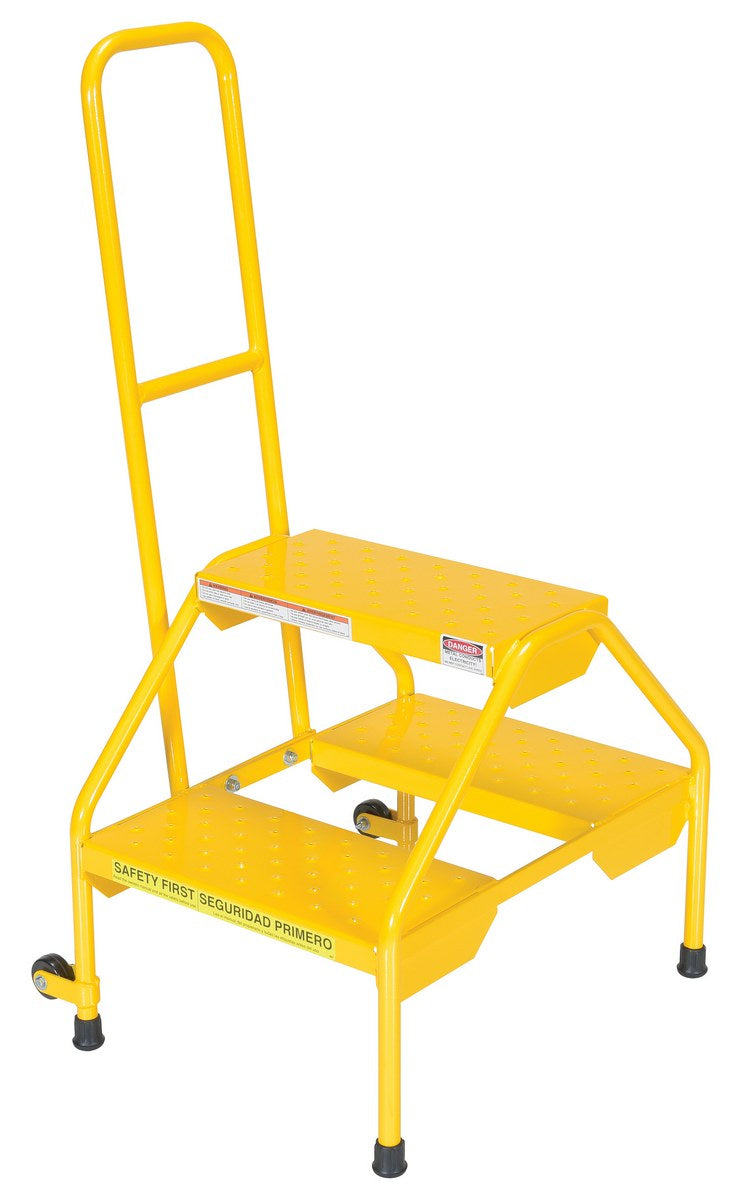 Rolling Two Step Ladder - Perf Steel