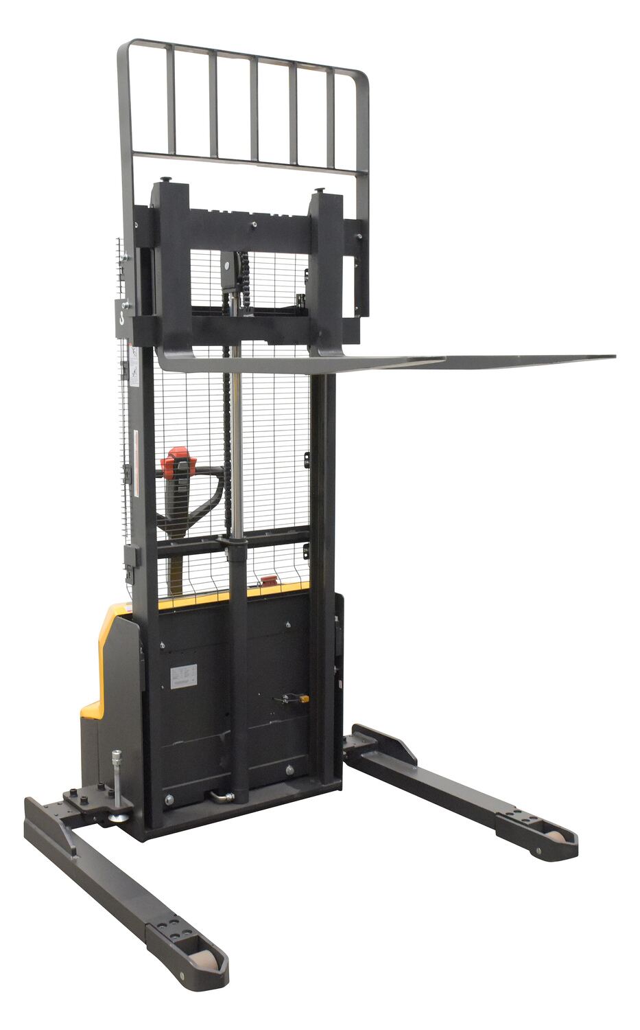 Steel Adjustable Powered Lift Stacker 114 In. Raised Height 2,600 Lb. Capacity Black