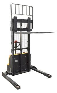 Thumbnail for Steel Adjustable Powered Lift Stacker 114 In. Raised Height 2,600 Lb. Capacity Black