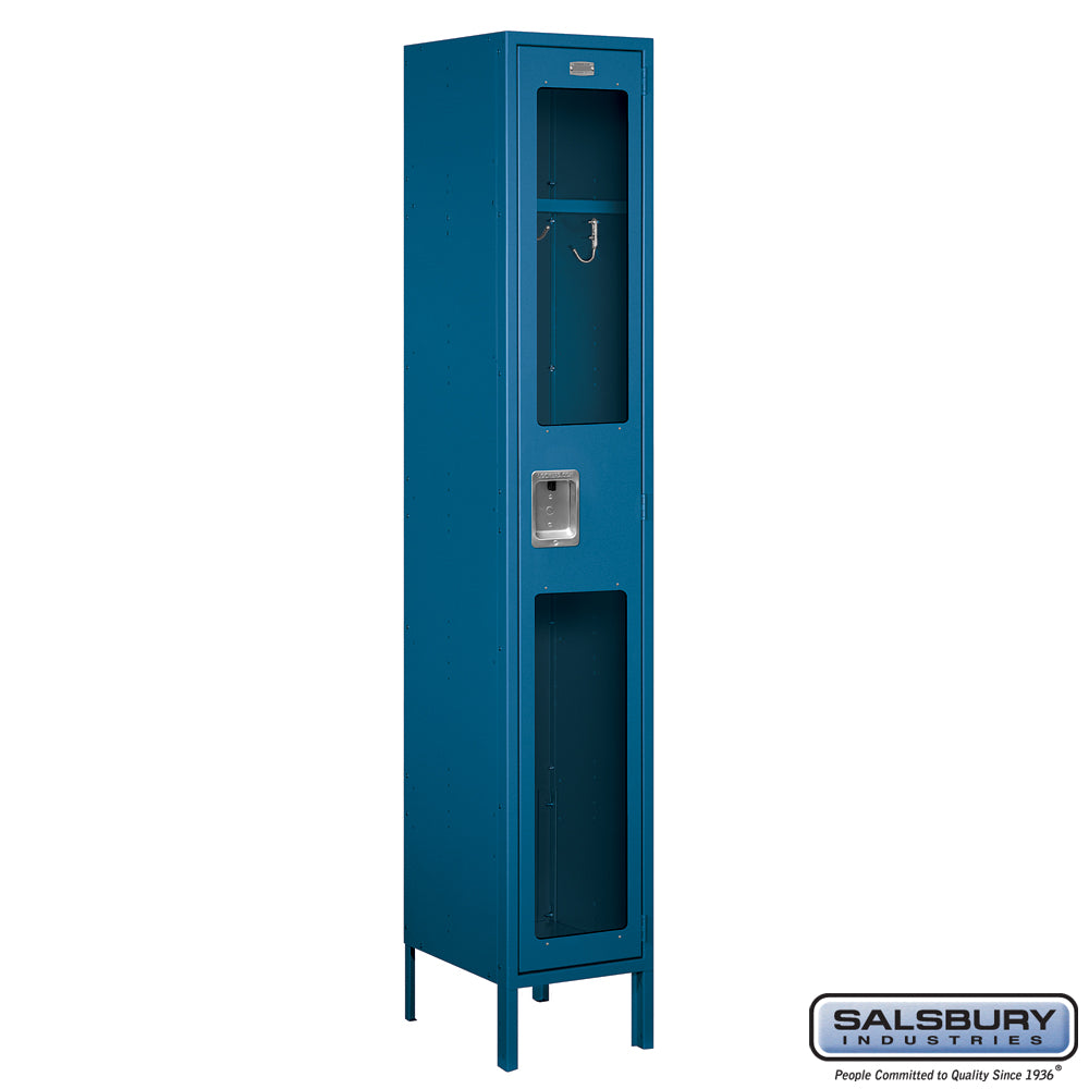 15" Wide Single Tier See-Through Metal Locker - 1 Wide - 6 Feet High - 15 Inches Deep - Blue - Assembled
