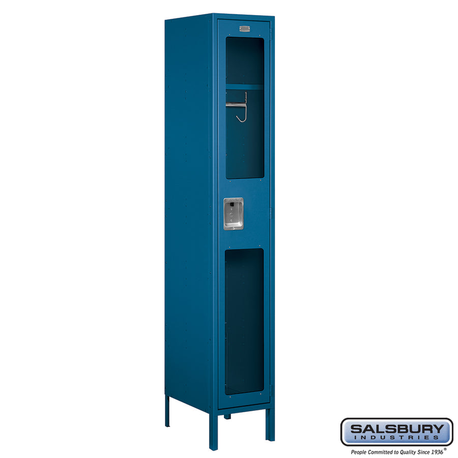 15" Wide Single Tier See-Through Metal Locker - 1 Wide - 6 Feet High - 18 Inches Deep - Blue - Assembled