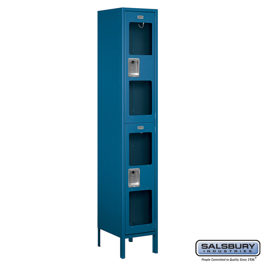 15" Wide Double Tier See-Through Metal Locker - 1 Wide - 6 Feet High - 15 Inches Deep - Blue - Assembled