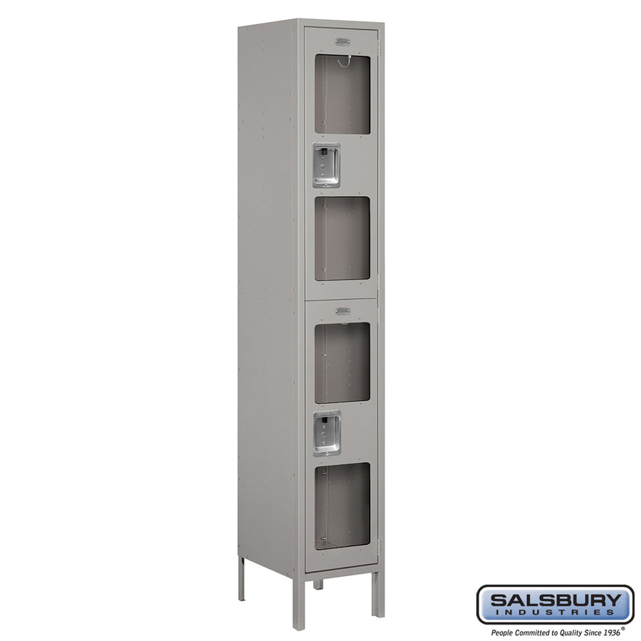 15" Wide Double Tier See-Through Metal Locker - 1 Wide - 6 Feet High - 15 Inches Deep - Gray - Assembled