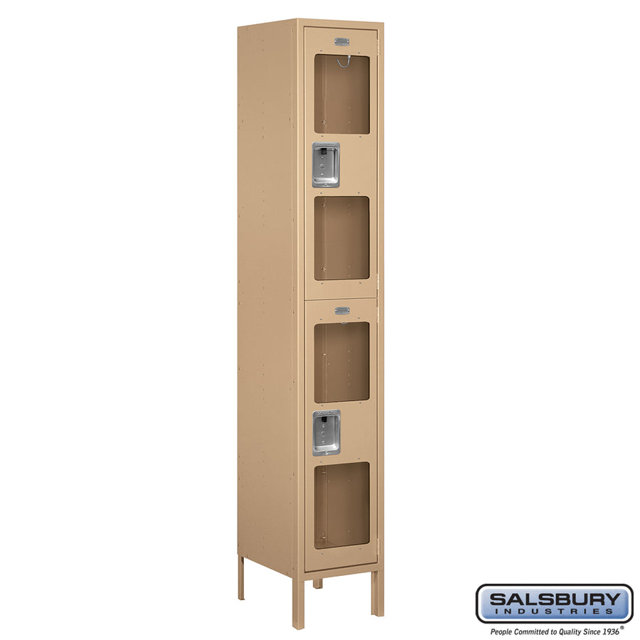 15" Wide Double Tier See-Through Metal Locker - 1 Wide - 6 Feet High - 15 Inches Deep - Tan - Unassembled