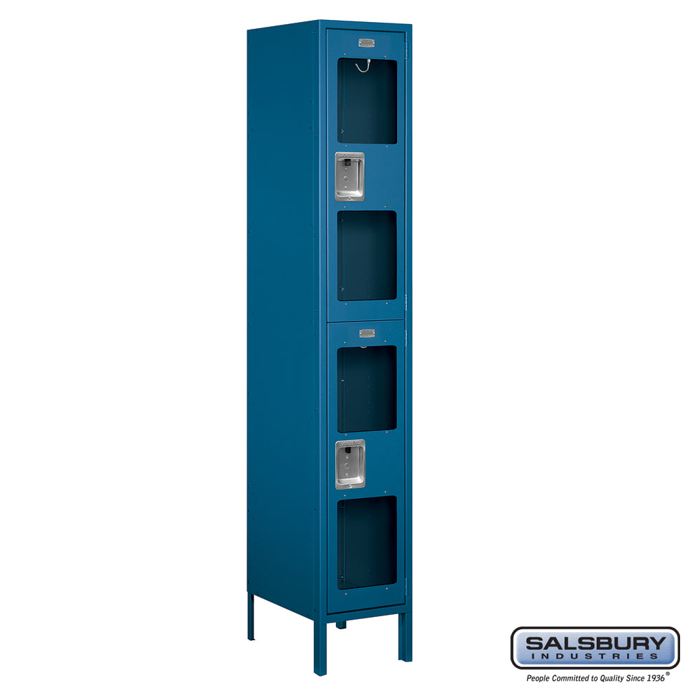 15" Wide Double Tier See-Through Metal Locker - 1 Wide - 6 Feet High - 18 Inches Deep - Blue - Assembled