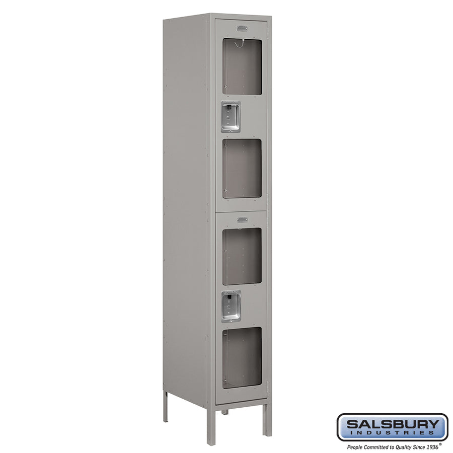 15" Wide Double Tier See-Through Metal Locker - 1 Wide - 6 Feet High - 18 Inches Deep - Gray - Assembled