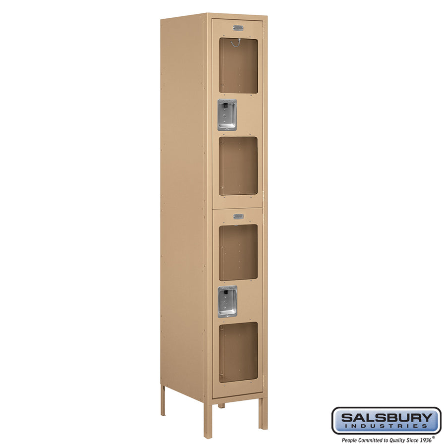 15" Wide Double Tier See-Through Metal Locker - 1 Wide - 6 Feet High - 18 Inches Deep - Tan - Assembled