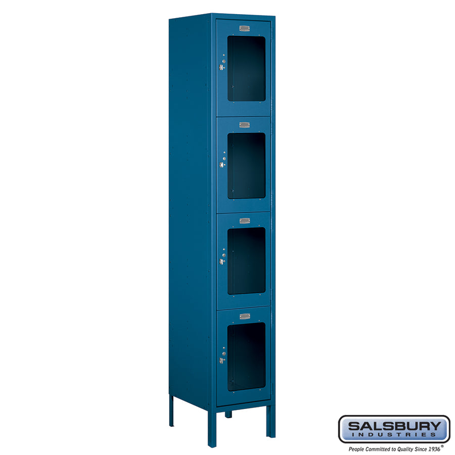 15" Wide Four Tier See-Through Metal Locker - 1 Wide - 6 Feet High - 15 Inches Deep - Blue - Unassembled