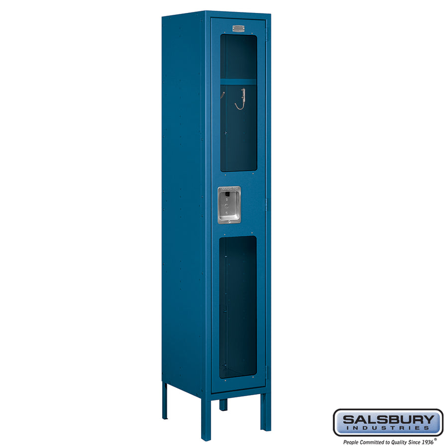 12" Wide Single Tier See-Through Metal Locker - 1 Wide - 5 Feet High - 12 Inches Deep - Blue - Assembled
