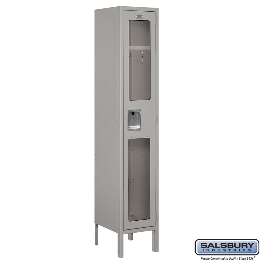 12" Wide Single Tier See-Through Metal Locker - 1 Wide - 5 Feet High - 12 Inches Deep - Gray - Assembled