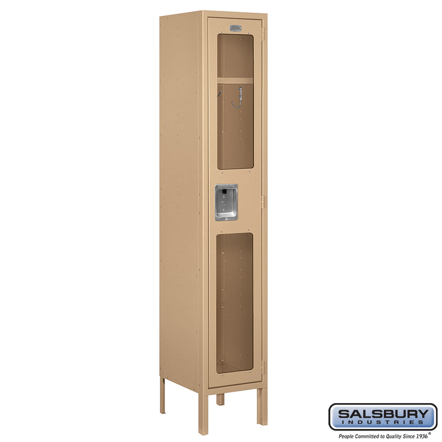 12" Wide Single Tier See-Through Metal Locker - 1 Wide - 5 Feet High - 12 Inches Deep - Tan - Assembled