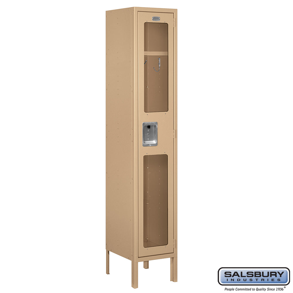 12" Wide Single Tier See-Through Metal Locker - 1 Wide - 5 Feet High - 12 Inches Deep - Tan - Unassembled