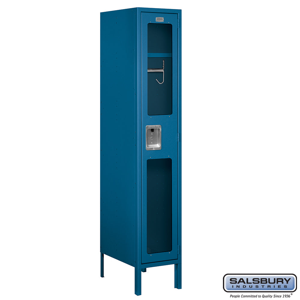 12" Wide Single Tier See-Through Metal Locker - 1 Wide - 5 Feet High - 18 Inches Deep - Blue - Unassembled