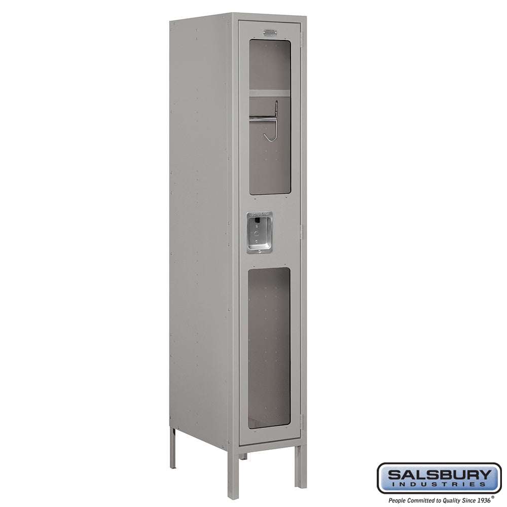 12" Wide Single Tier See-Through Metal Locker - 1 Wide - 5 Feet High - 18 Inches Deep - Gray - Unassembled