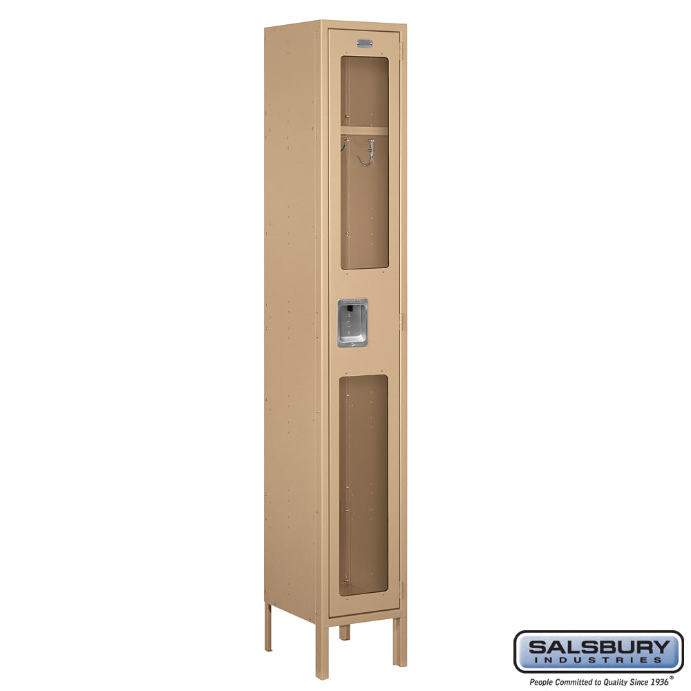 12" Wide Single Tier See-Through Metal Locker - 1 Wide - 6 Feet High - 12 Inches Deep - Tan - Unassembled