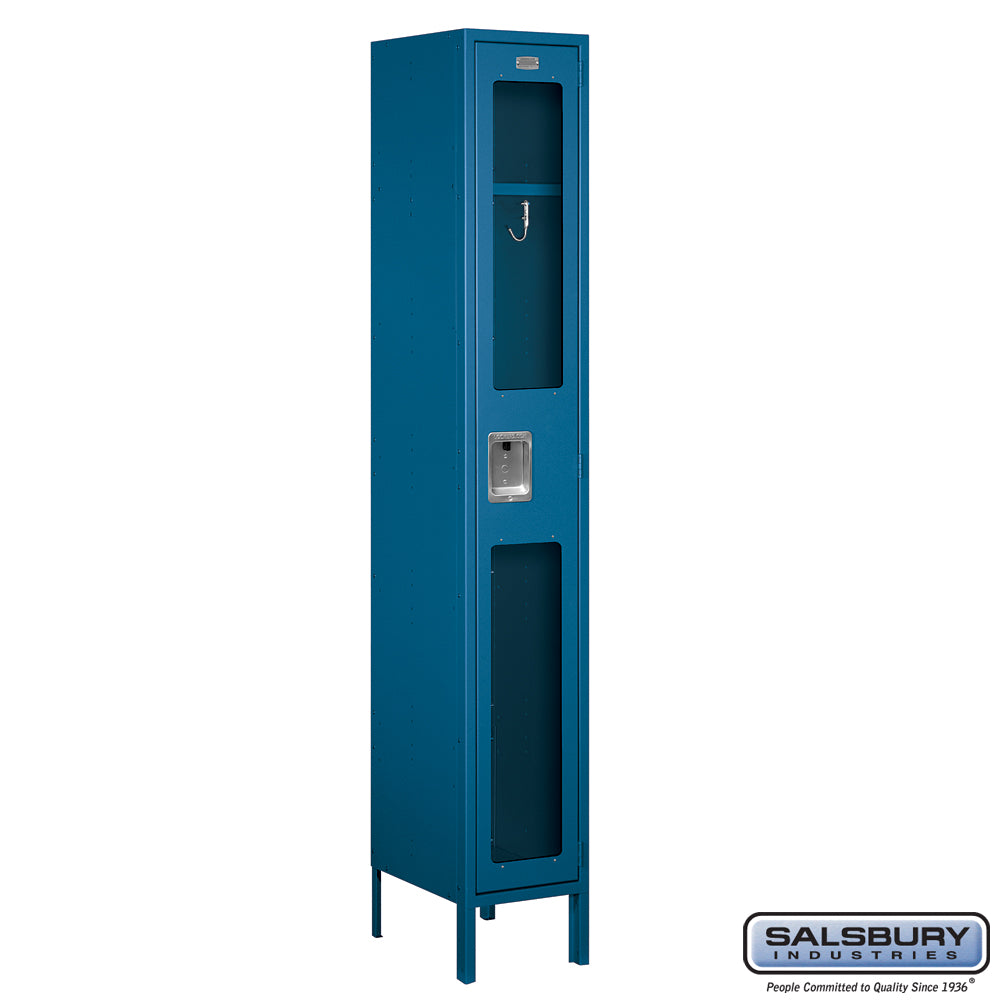 12" Wide Single Tier See-Through Metal Locker - 1 Wide - 6 Feet High - 15 Inches Deep - Blue - Unassembled