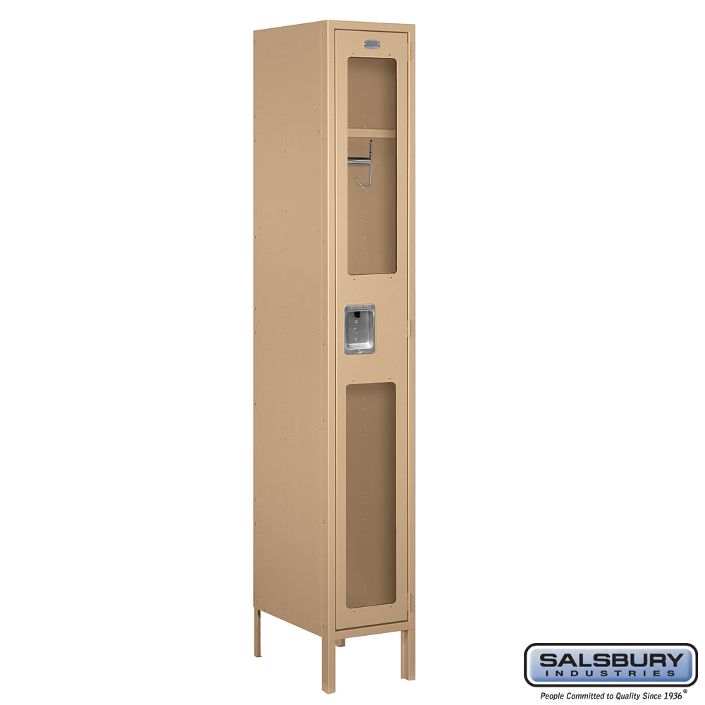 12" Wide Single Tier See-Through Metal Locker - 1 Wide - 6 Feet High - 18 Inches Deep - Tan - Unassembled