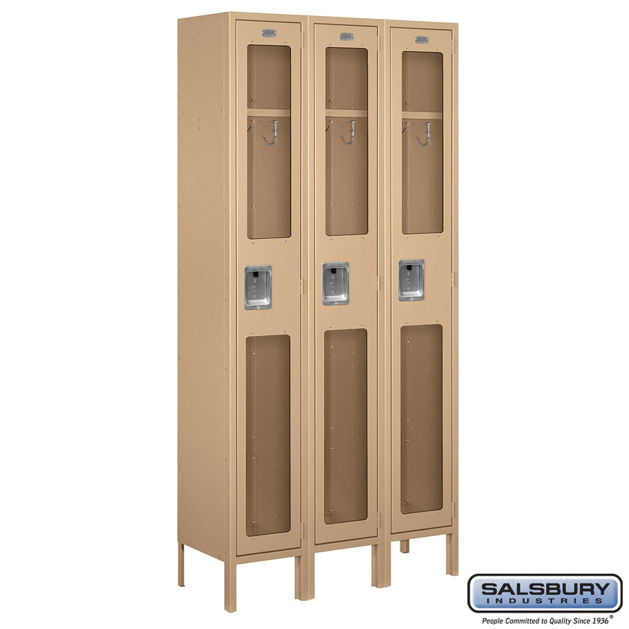 12" Wide Single Tier See-Through Metal Locker - 3 Wide - 6 Feet High - 12 Inches Deep - Tan - Unassembled