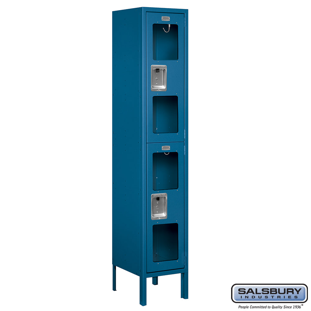 12" Wide Double Tier See-Through Metal Locker - 1 Wide - 5 Feet High - 12 Inches Deep - Blue - Unassembled