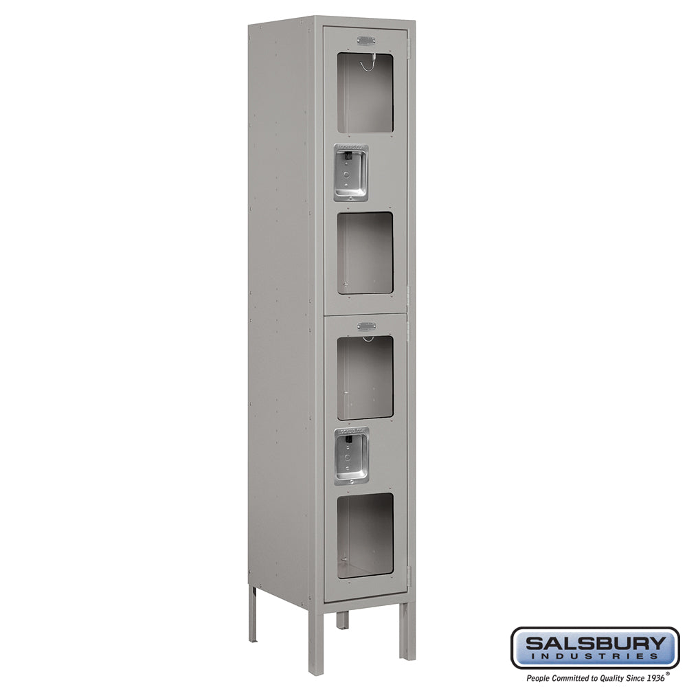 12" Wide Double Tier See-Through Metal Locker - 1 Wide - 5 Feet High - 12 Inches Deep - Gray - Assembled