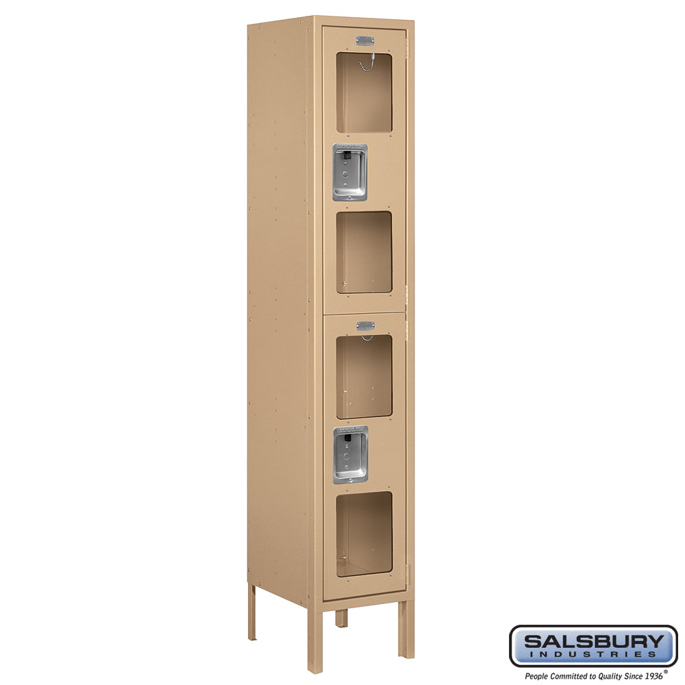 12" Wide Double Tier See-Through Metal Locker - 1 Wide - 5 Feet High - 12 Inches Deep - Tan - Assembled