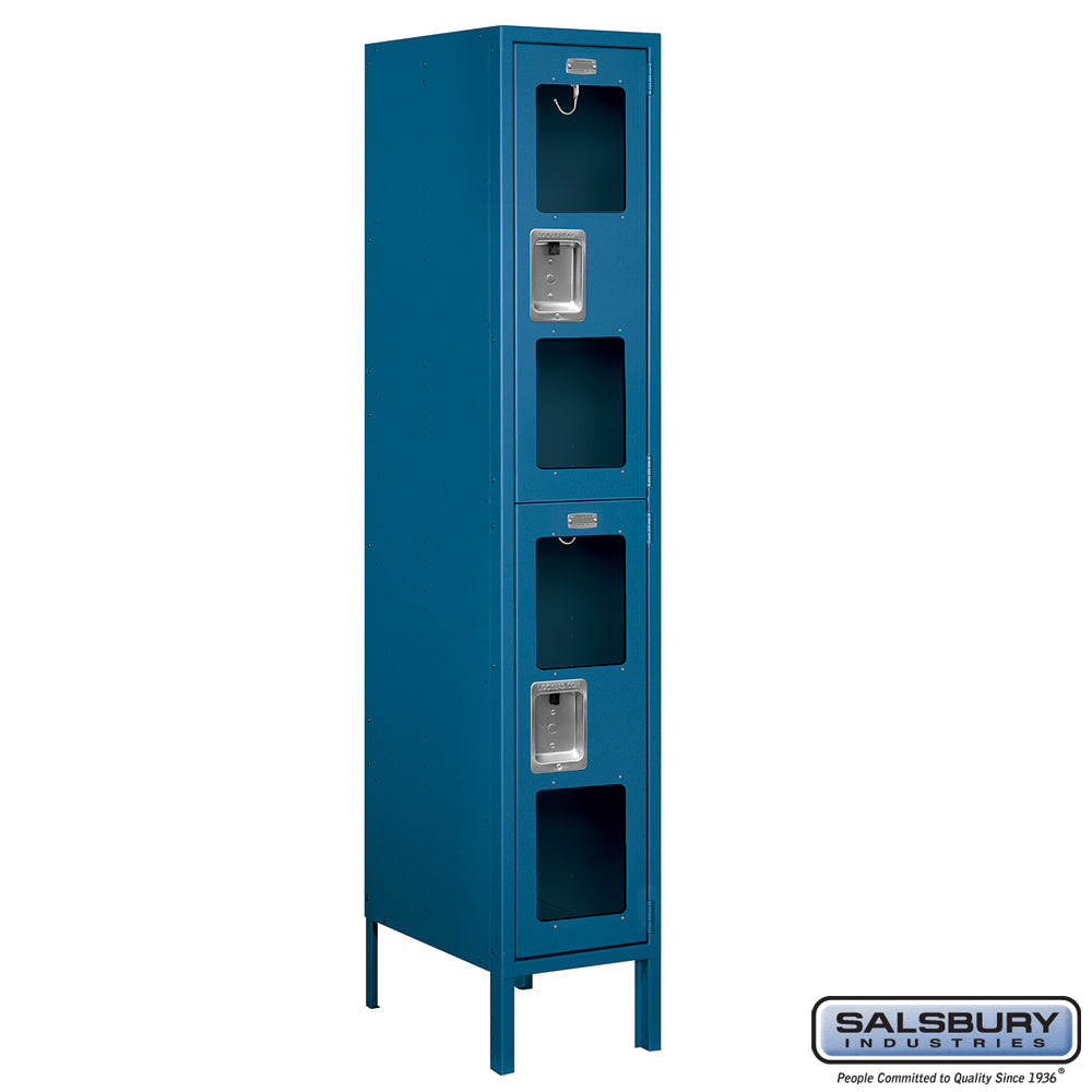 12" Wide Double Tier See-Through Metal Locker - 1 Wide - 5 Feet High - 18 Inches Deep - Blue - Unassembled