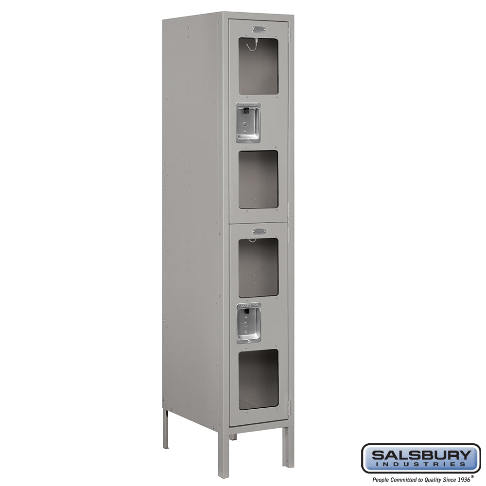 12" Wide Double Tier See-Through Metal Locker - 1 Wide - 5 Feet High - 18 Inches Deep - Gray - Assembled