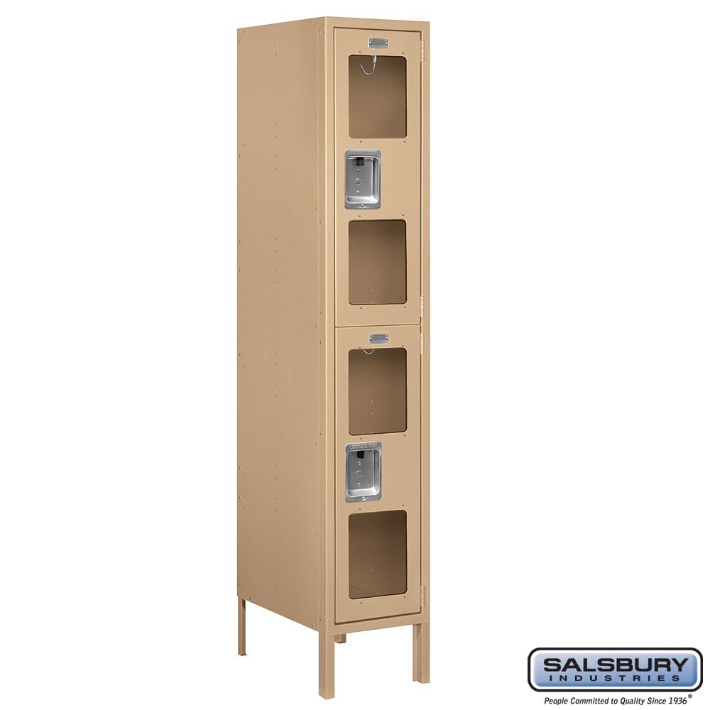 12" Wide Double Tier See-Through Metal Locker - 1 Wide - 5 Feet High - 18 Inches Deep - Tan - Assembled