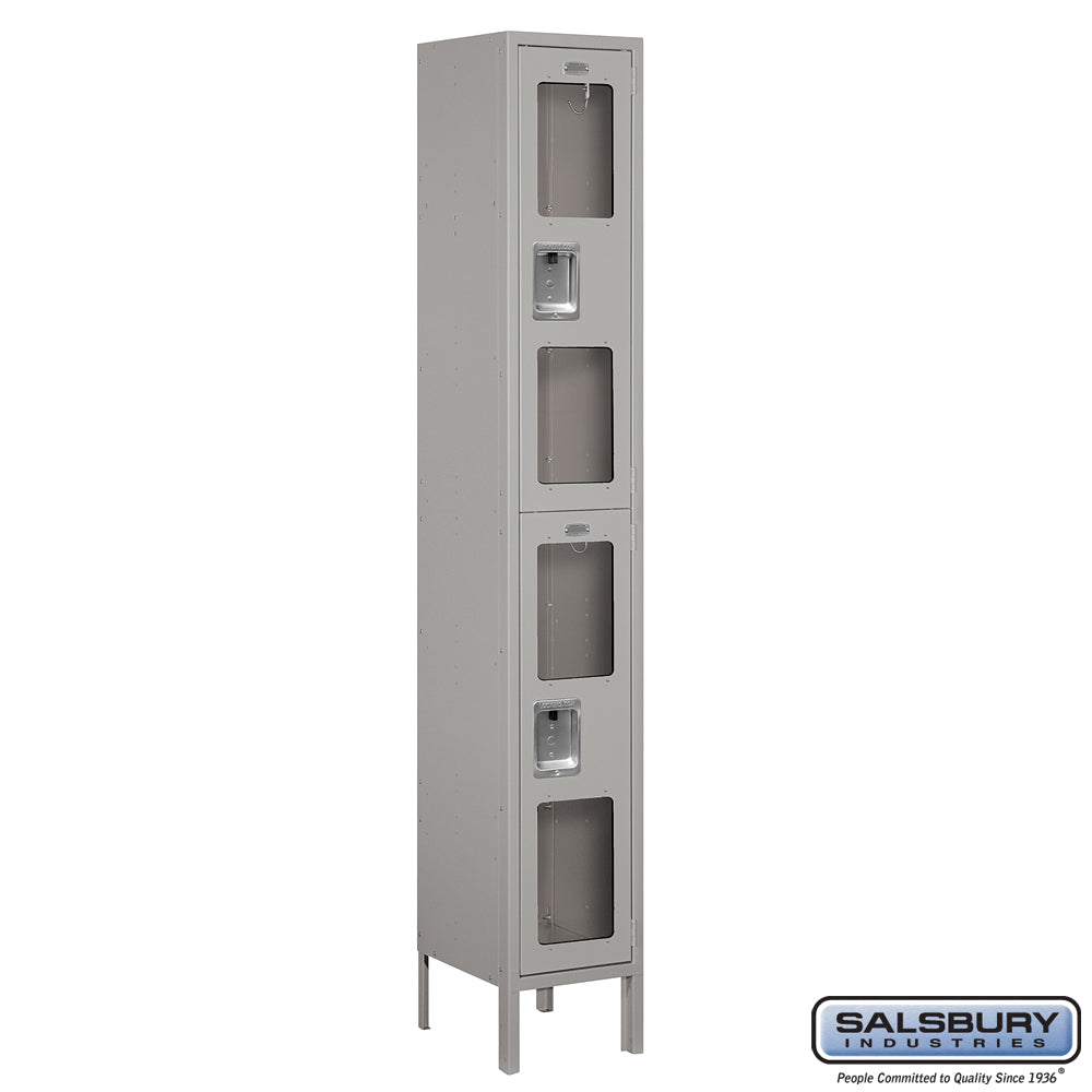 12" Wide Double Tier See-Through Metal Locker - 1 Wide - 6 Feet High - 12 Inches Deep - Gray - Assembled