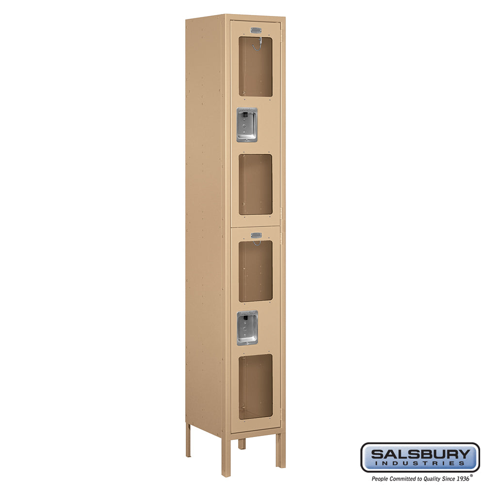 12" Wide Double Tier See-Through Metal Locker - 1 Wide - 6 Feet High - 12 Inches Deep - Tan - Assembled