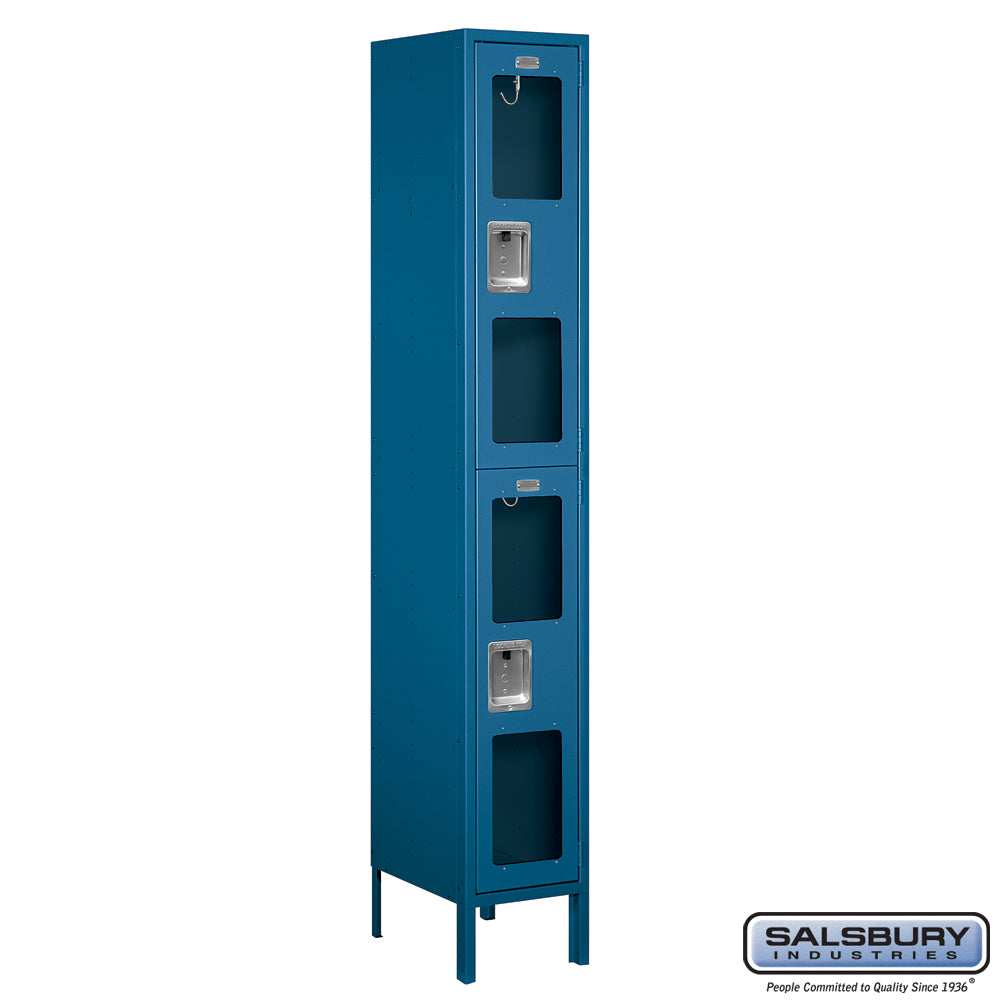 12" Wide Double Tier See-Through Metal Locker - 1 Wide - 6 Feet High - 15 Inches Deep - Blue - Assembled